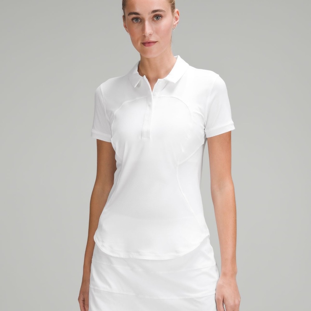 Lululemon white quick dry  short sleeve polo shirt size 2
